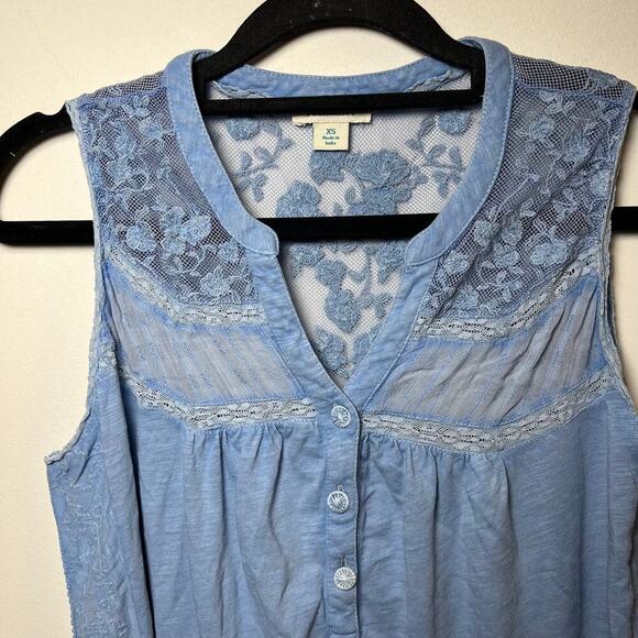 Sundance Nori Tank Sleeveless Blouse Pastel Blue Size XS Lace‎ Embroidered Boho - Picture 6 of 10